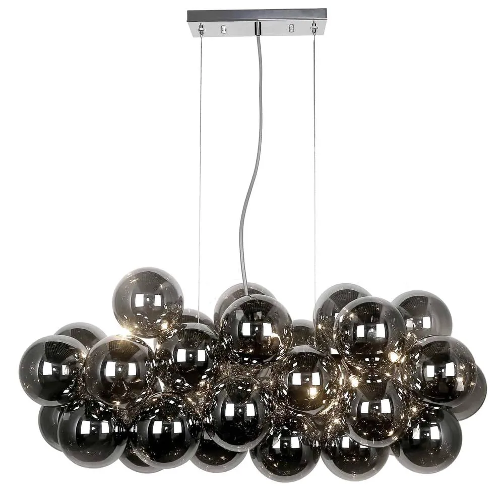 10 Light Smoked Glass Pendant Chandelier