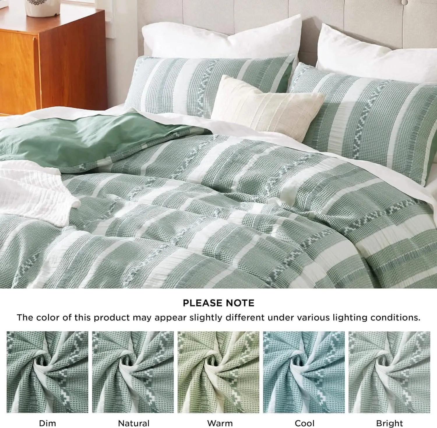 100% Cotton Waffle Weave Boho Duvet Cover Set