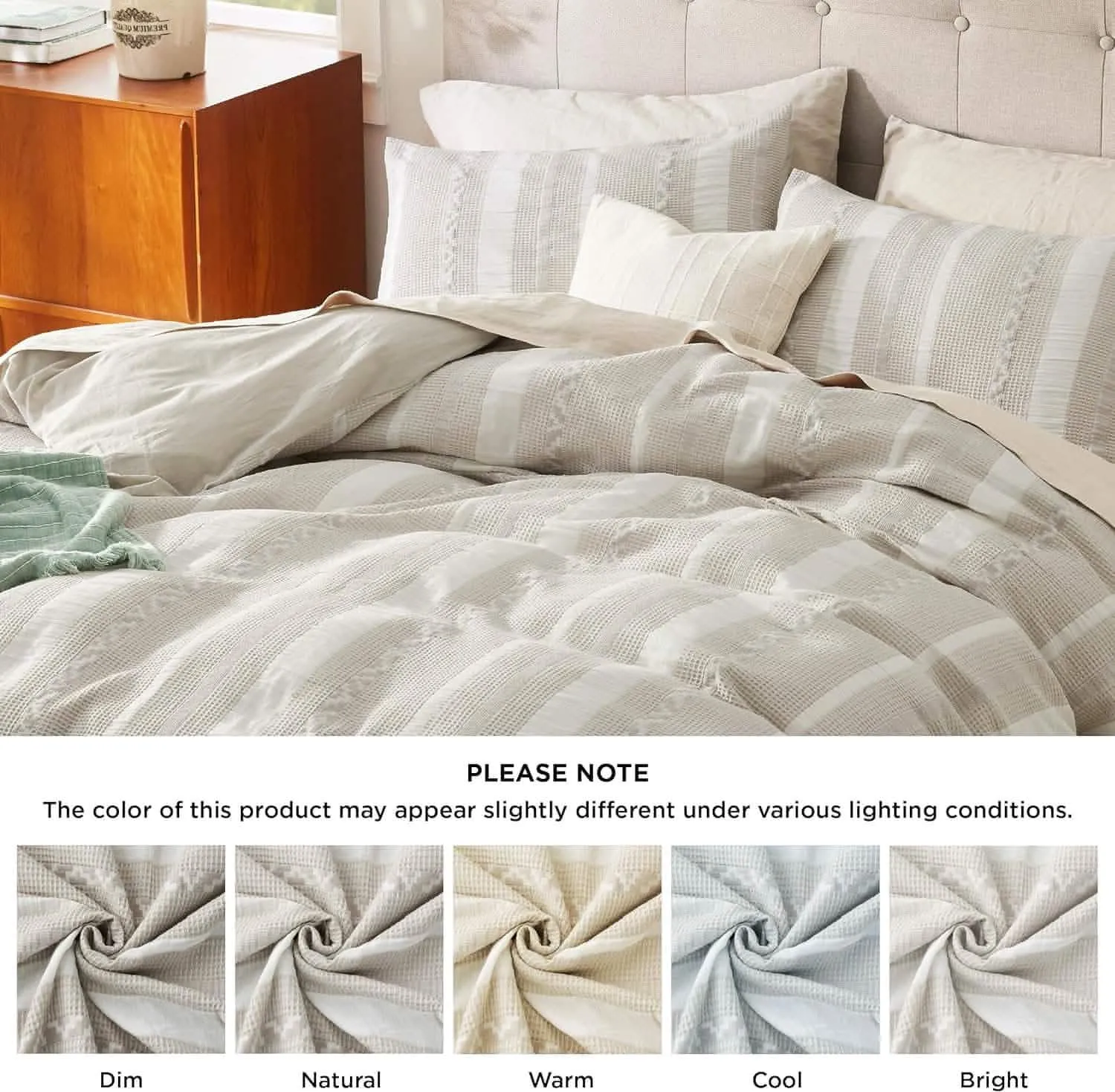 100% Cotton Waffle Weave Boho Duvet Cover Set