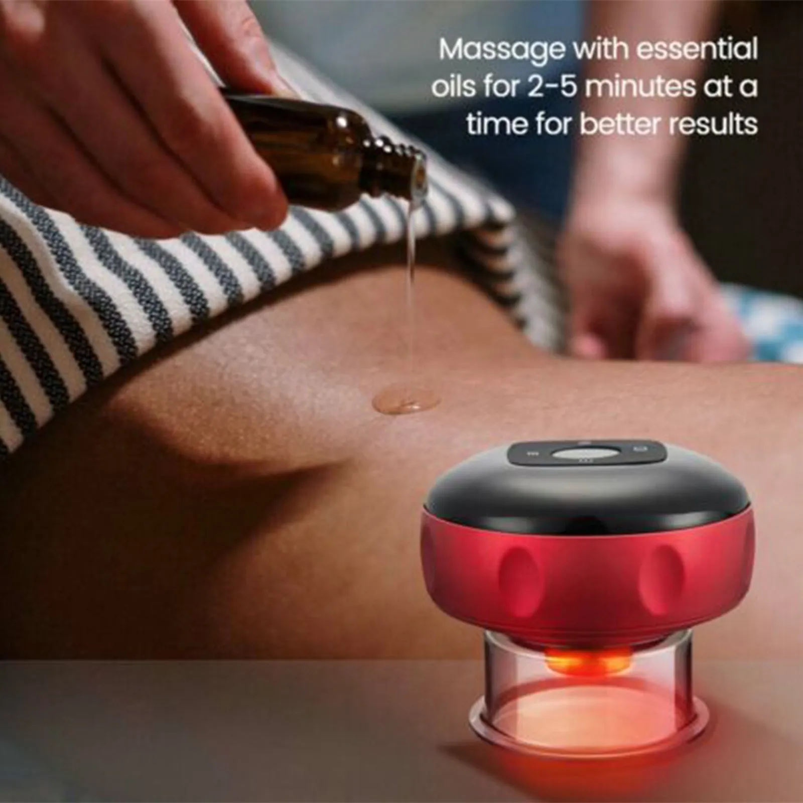 12 Levels Smart Electric Cupping Therapy Massager Red Light Heating