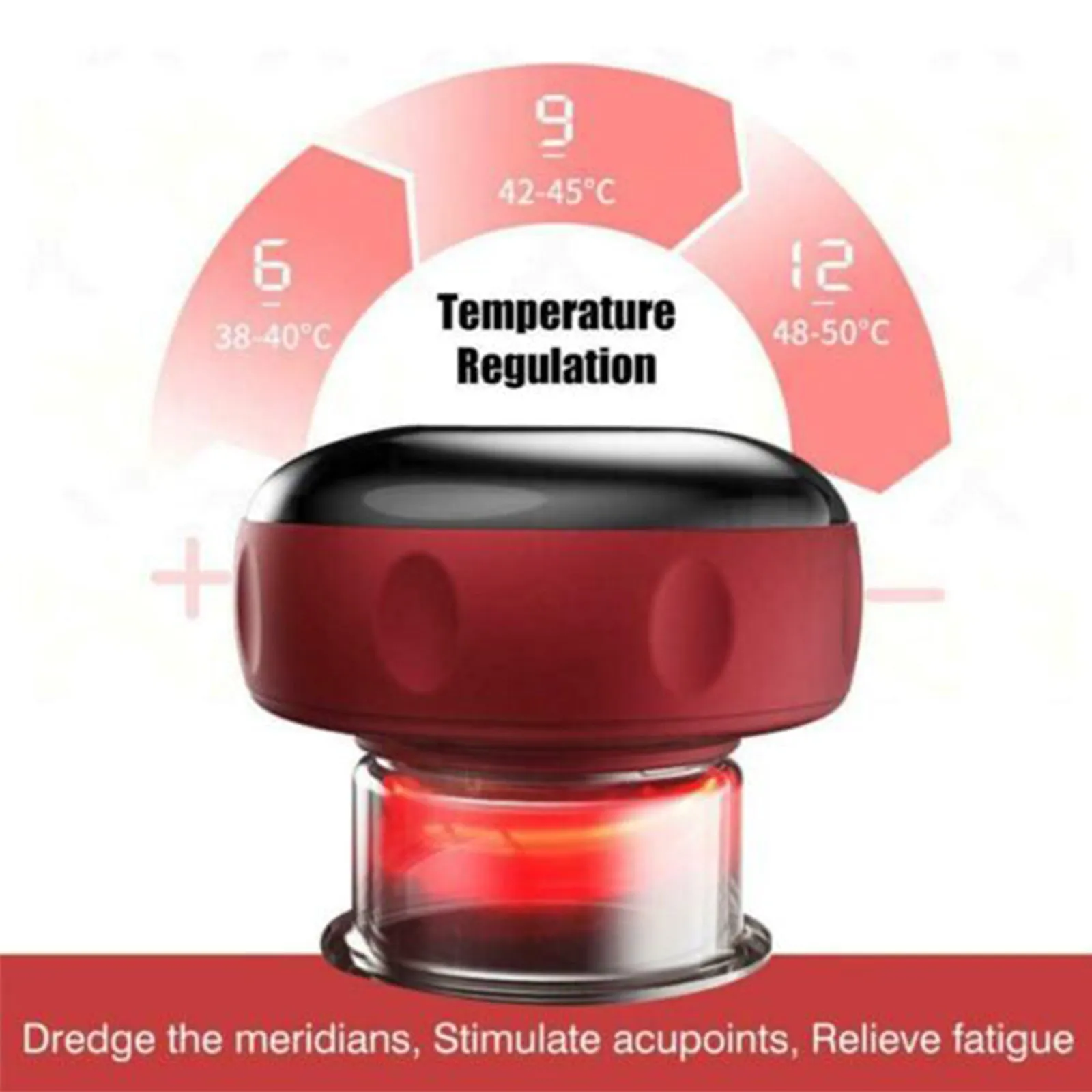 12 Levels Smart Electric Cupping Therapy Massager Red Light Heating