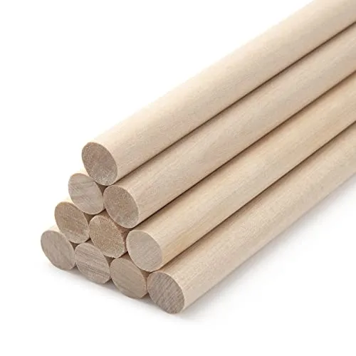 1/2 x 15" Wooden Dowel Dods Round Wood Dowels, 10PCS Macrame Dowel Wooden Sticks for Craft, Unfinished Hardwood Sticks for Arts and DIYers, Crafting,