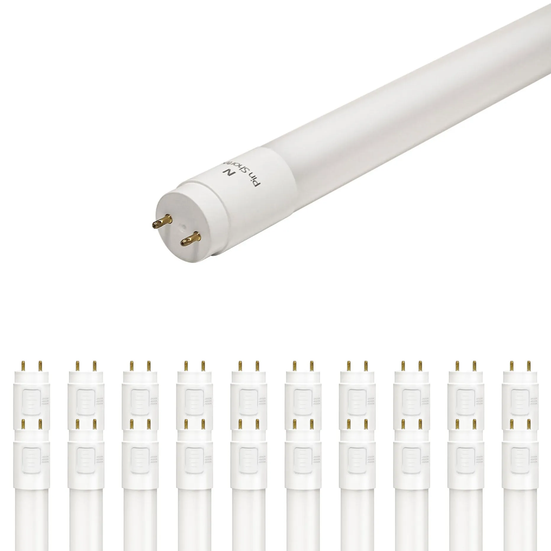 18-Watt T8 Hybrid (A B) CCT Selectable 4-Foot T8 2450-2650 Lumens LED Light Tube Bulb (20-Pack)