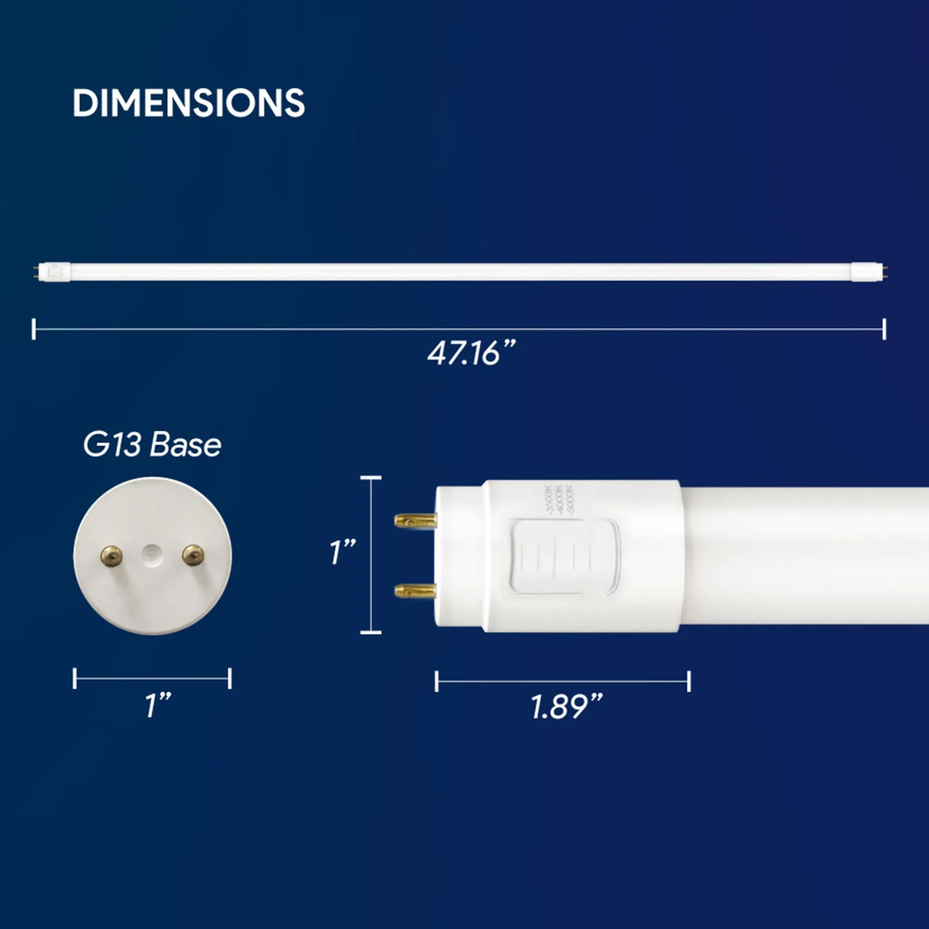 18-Watt T8 Hybrid (A B) CCT Selectable 4-Foot T8 2450-2650 Lumens LED Light Tube Bulb (20-Pack)