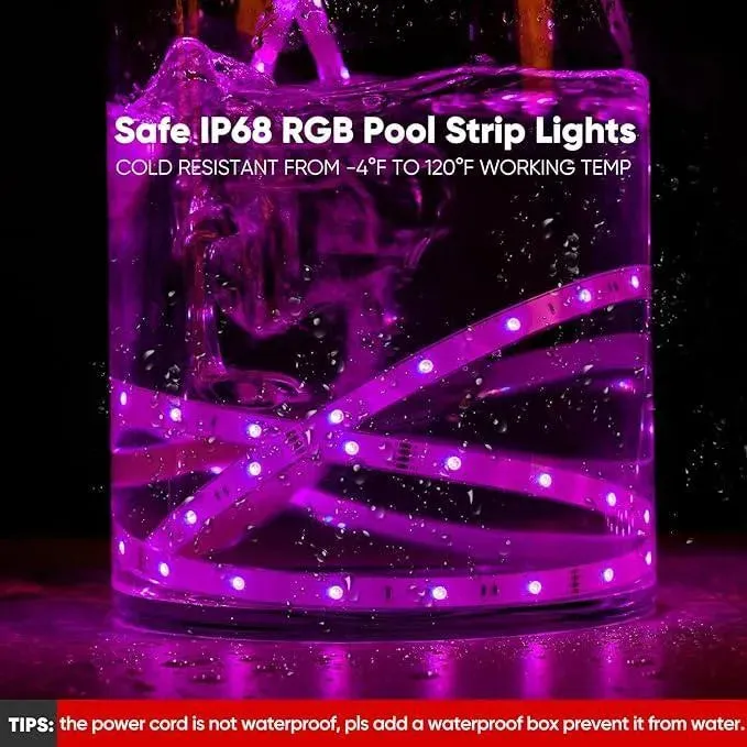 24V IP68 LED Strip Pool Lighting Smart RGB Strip Light Solid Silicone