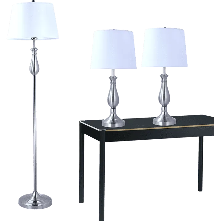 3-Piece Lamp Set with Nickel Finish for Modern Home