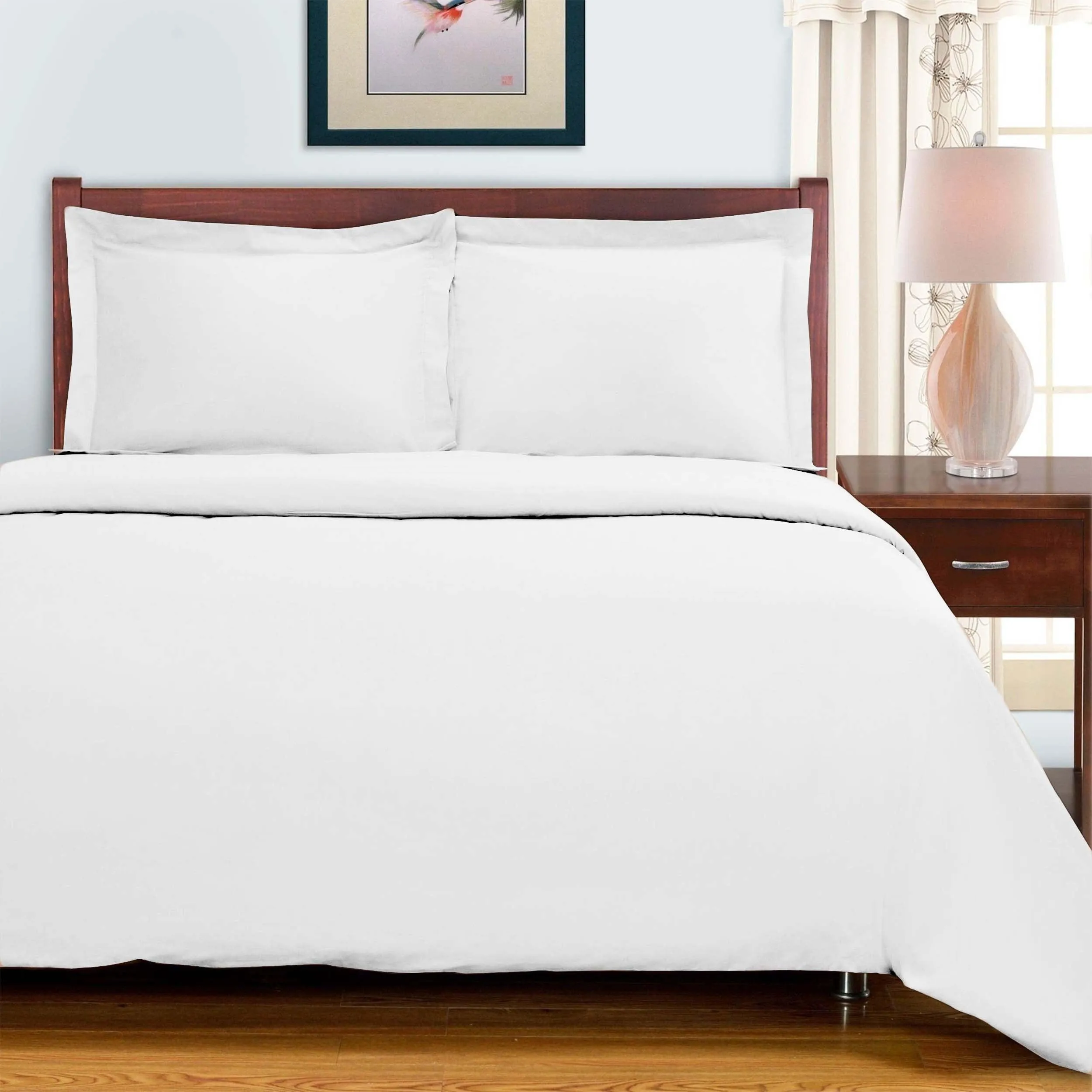 300 Thread Count Solid or Floral Cotton All-Season Duvet Cover Set