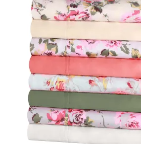 300 Thread Count Solid or Floral Cotton All-Season Duvet Cover Set