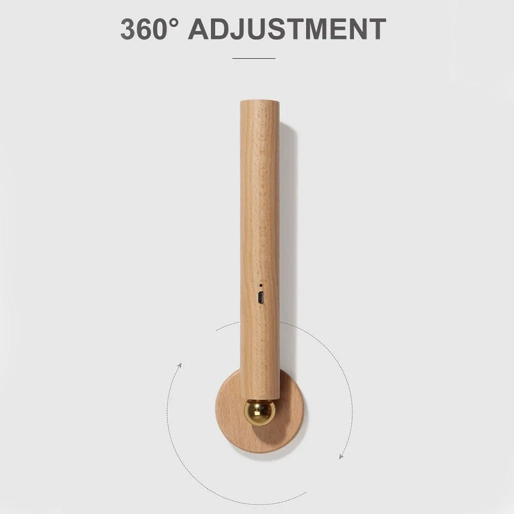 360° Rotatable Wooden LED Wall Lamp