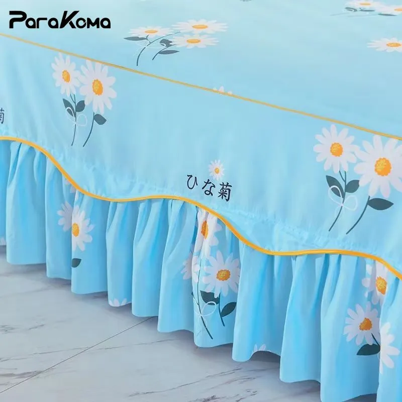 3Pcs Bed Sheet Cotton Lace Skirt Elastic Fitted