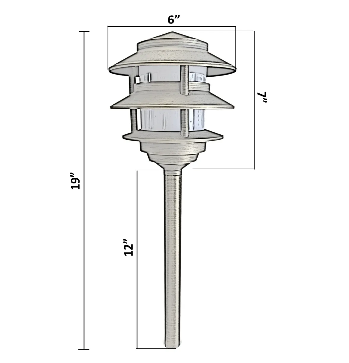 4 Pack Bougie Solid Cast Brass Pagoda Pathway Light Antique Bronze