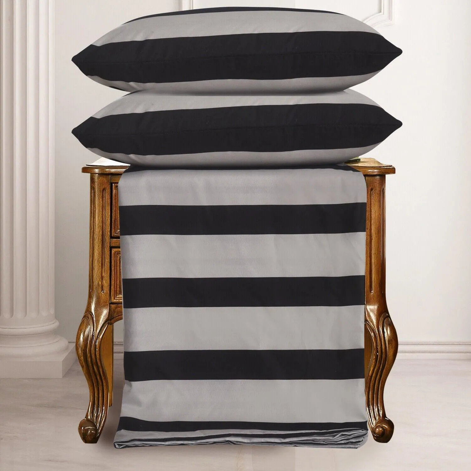 4 PCS Luxury Modern Striped Duvet Cover Set with Pillowcases – Quilt Cover