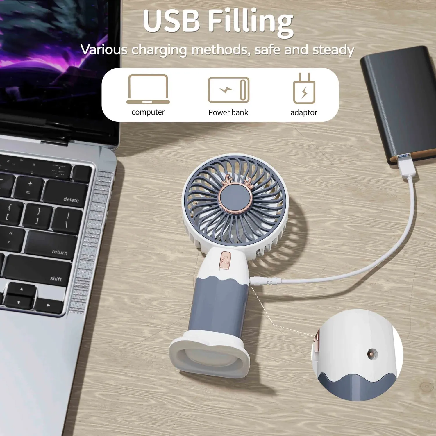 4798 Mini Fan Rechargeable Table Fan Handheld Fan USB Fan Desk Fan Cooling Fan For Home , Office , Car, & Multi Use Fan (Battery Not Include)