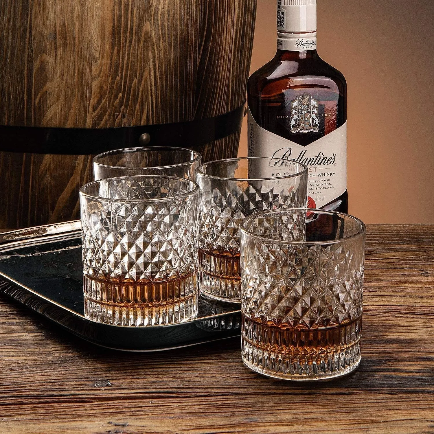 4Pcs 335ml Crystal Whiskey Glass