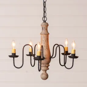 5-Arm Medium Norfolk Wood Chandelier in Hartford Buttermilk