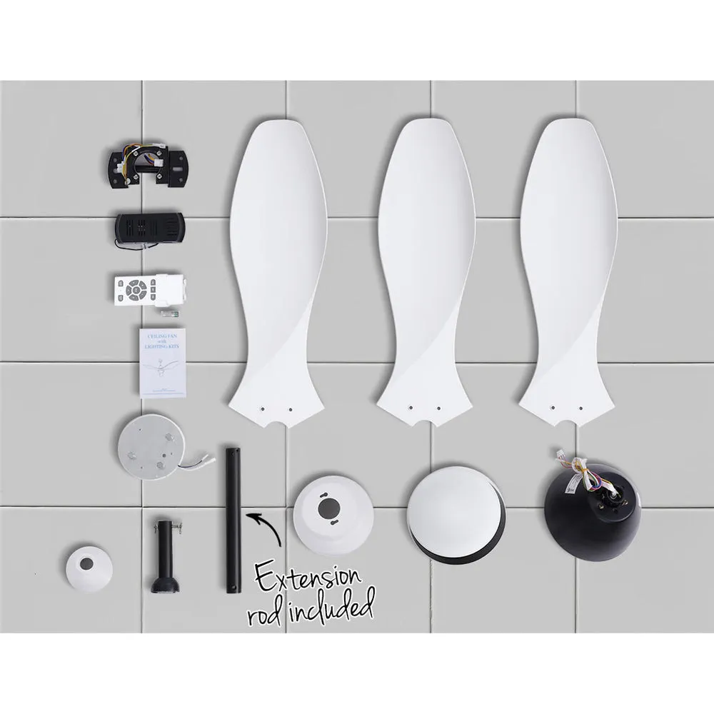 5 Speed Ceiling Fan Light Remote Control Ceiling Fans White 48'' 3 Blades