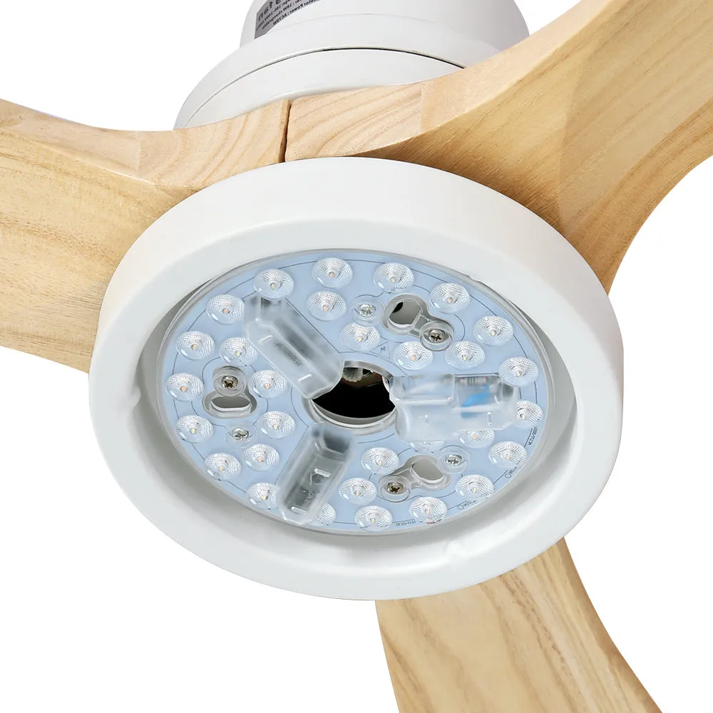 52'' Ceiling Fan LED Light Remote Control Wooden Blades Timer Fans