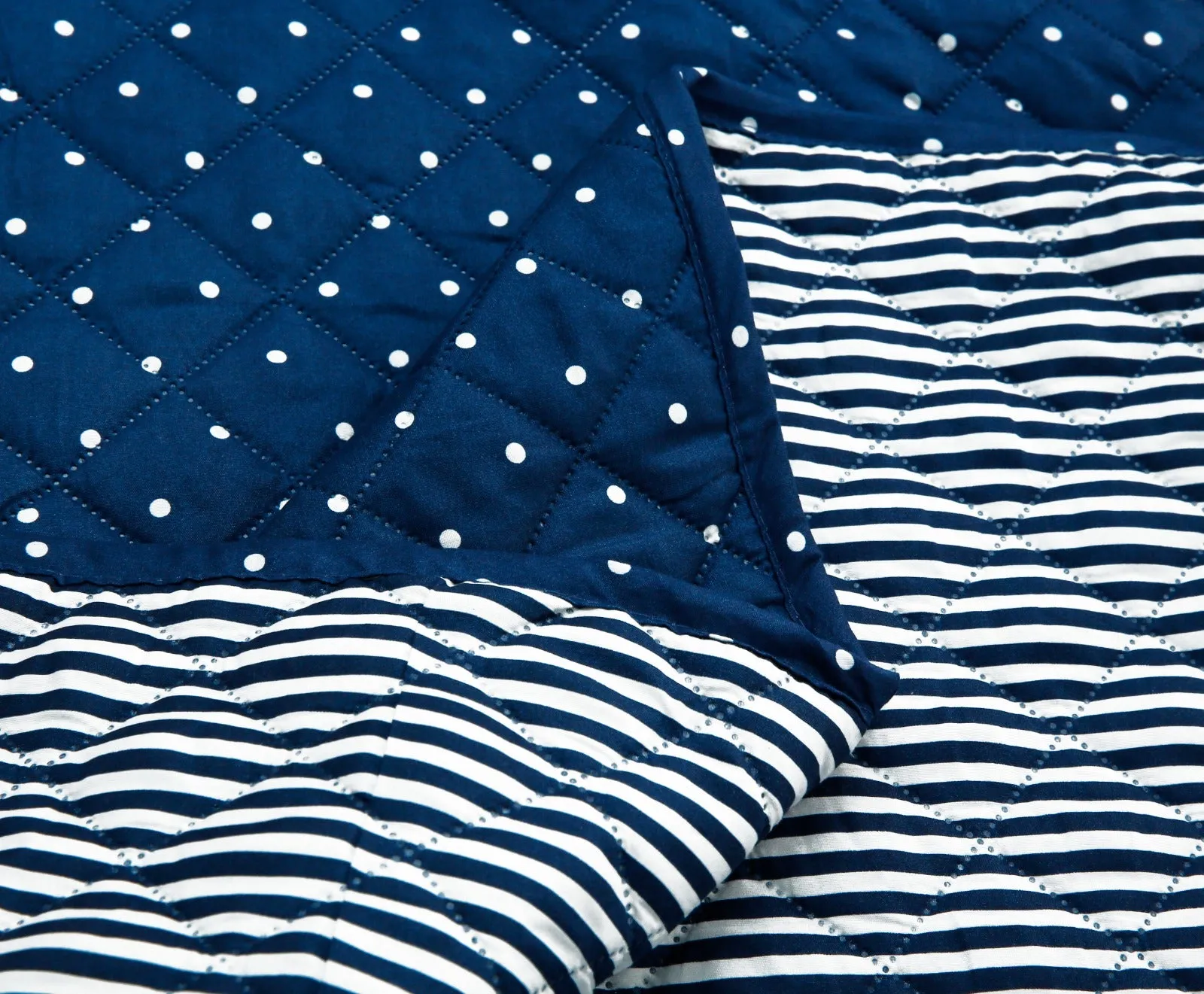 6 PCs Bed Spread Set-Blue Polka