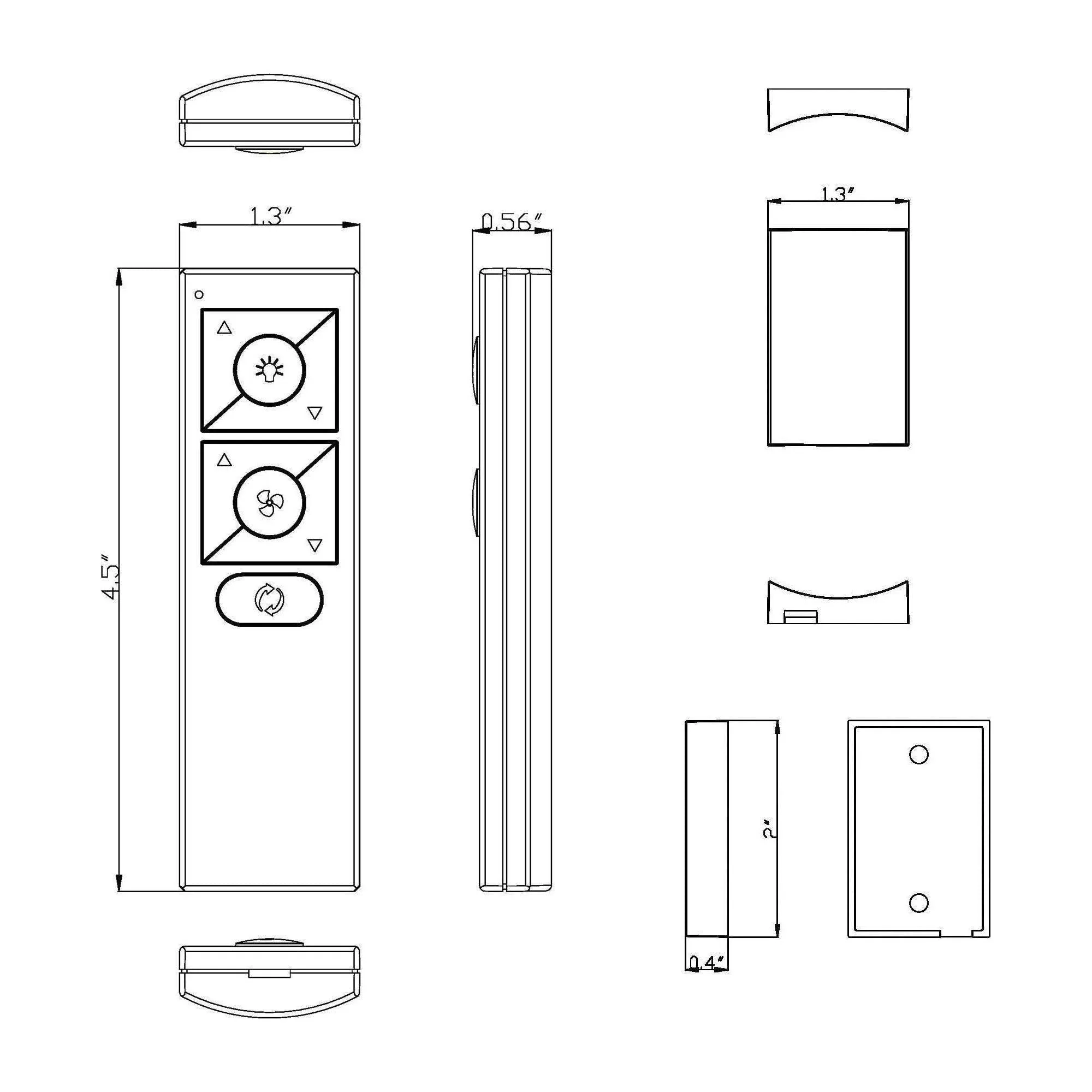 6-Speed Ceiling Fan Wireless Bluetooth Remote Control with Wall Cradle