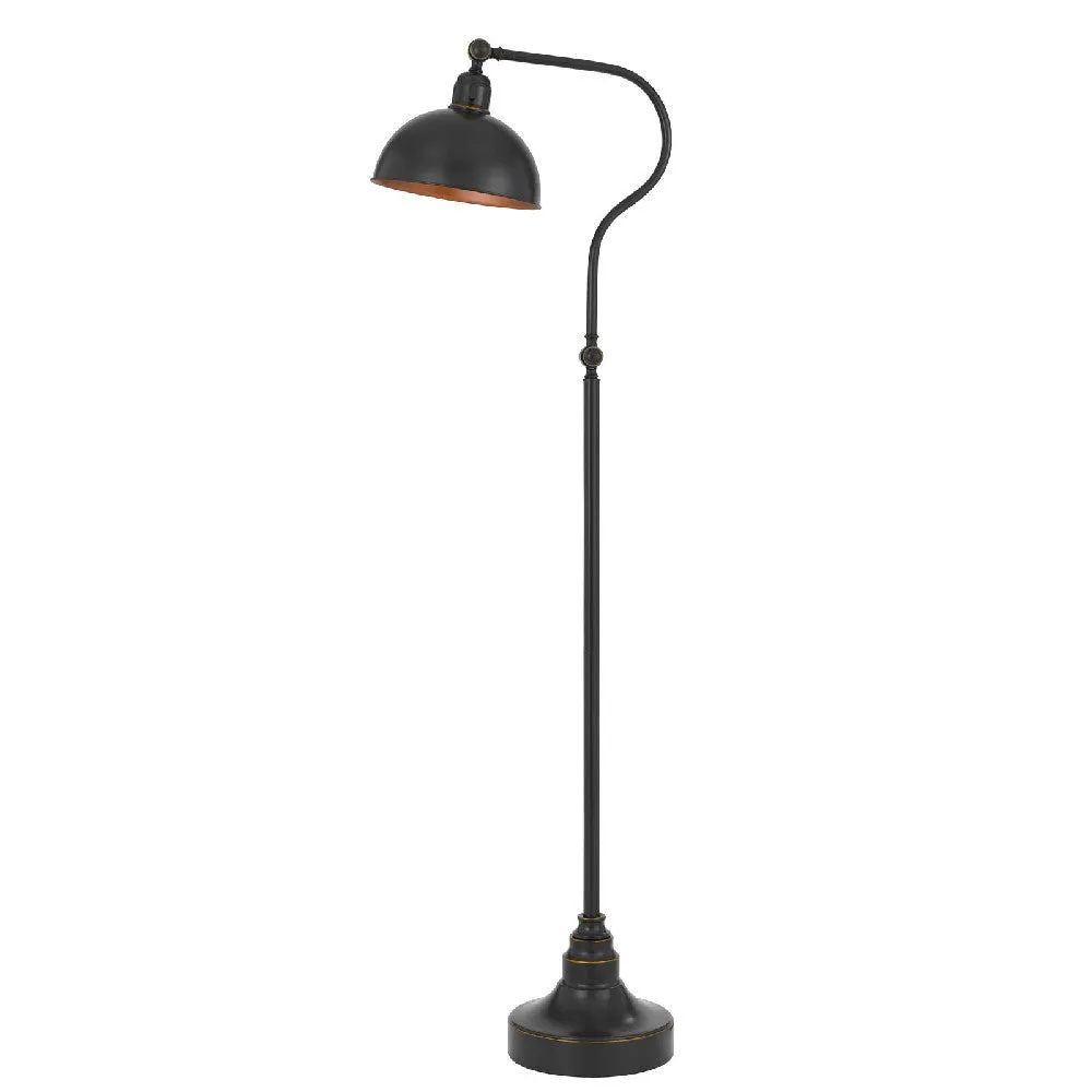 60 Inch Metal Curved Floor Lamp, Adjustable, Bronze Black By Casagear Home