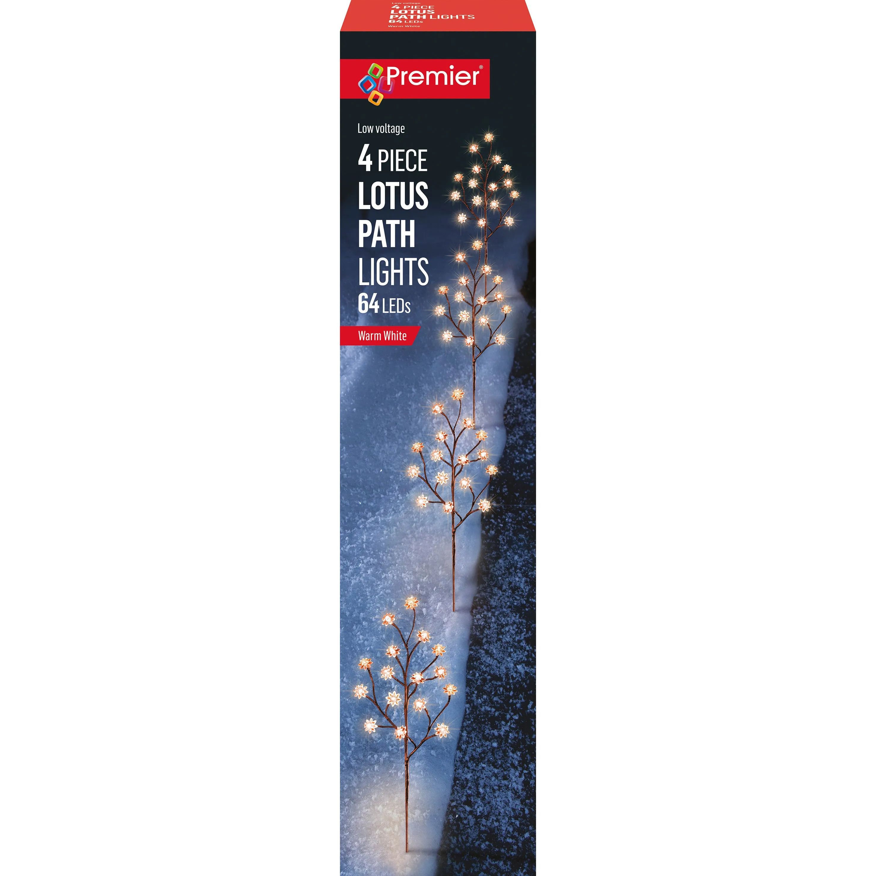 60cm Lotus Path Lights with 64LEDs Set of 4- Warm White