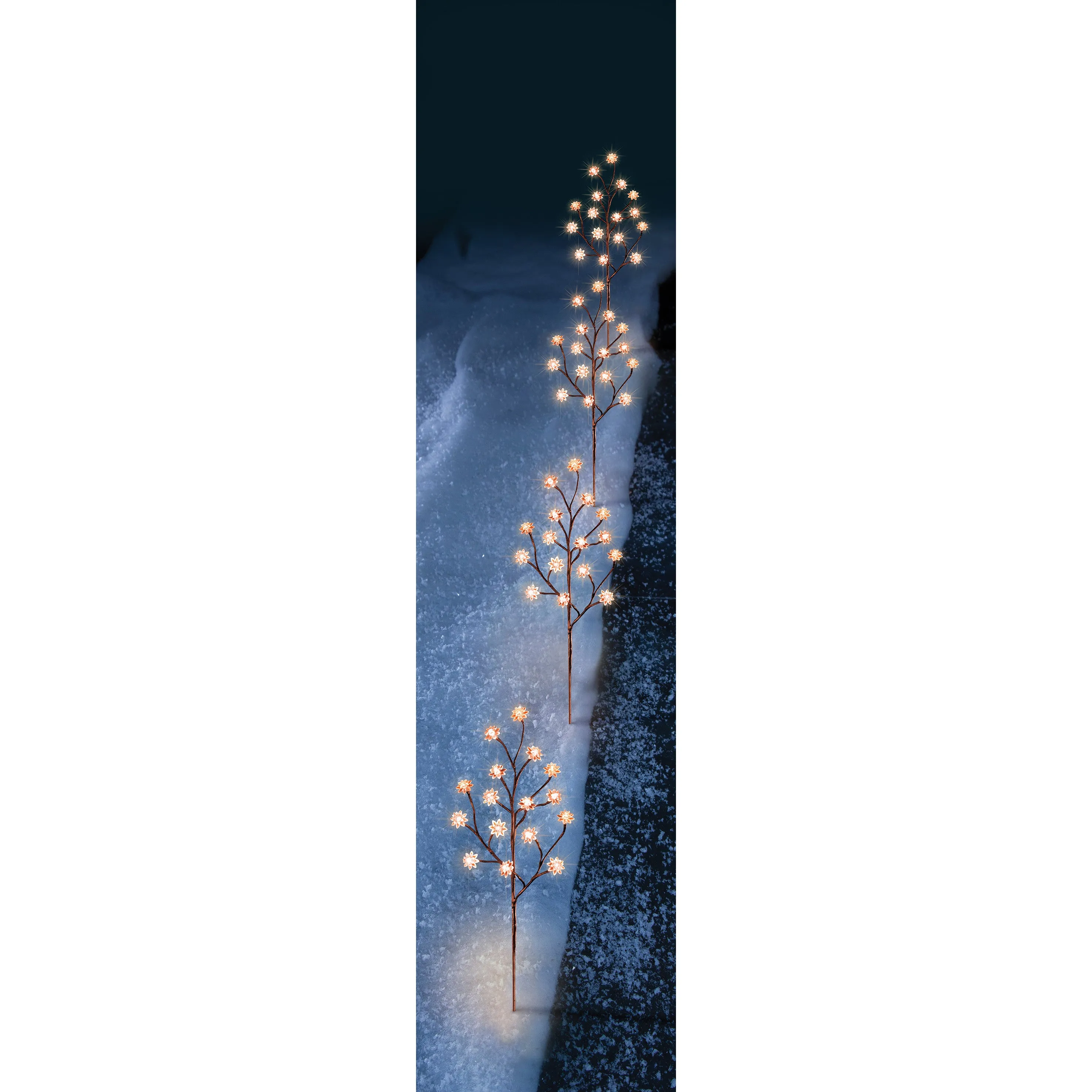 60cm Lotus Path Lights with 64LEDs Set of 4- Warm White