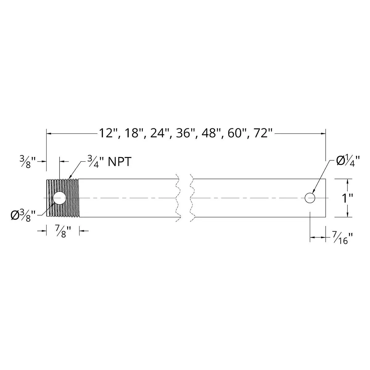 72" Ceiling Fan Extension Downrod