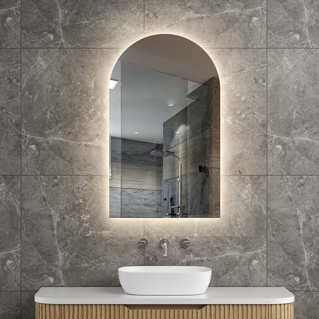 Achi Frameless Arch Led Bathroom Mirror Anti-Fog Dimmable