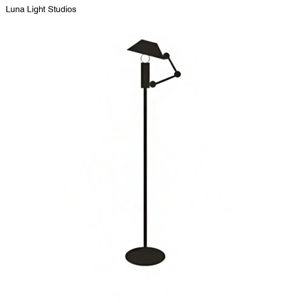 Adjustable Nordic Black Reading Floor Lamp with Single Metallic Stand & Tapered Design