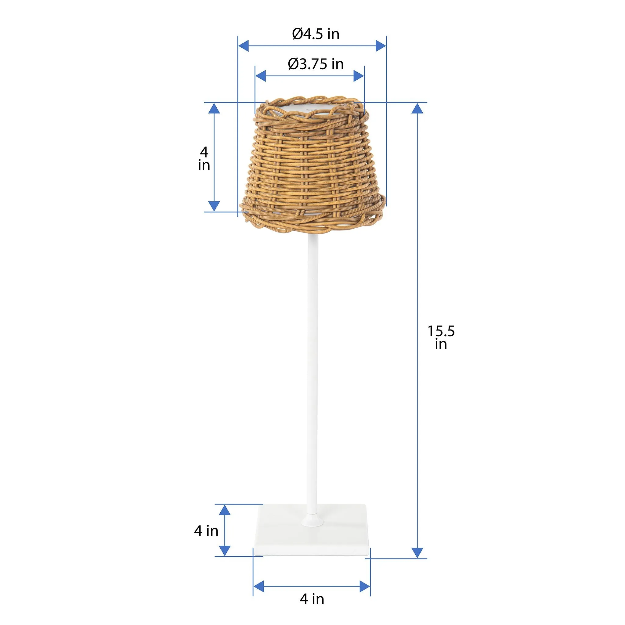 All Weather Wicker Indoor/Outdoor Rechargeable LED Table Lamp, Empire Shade, White Base