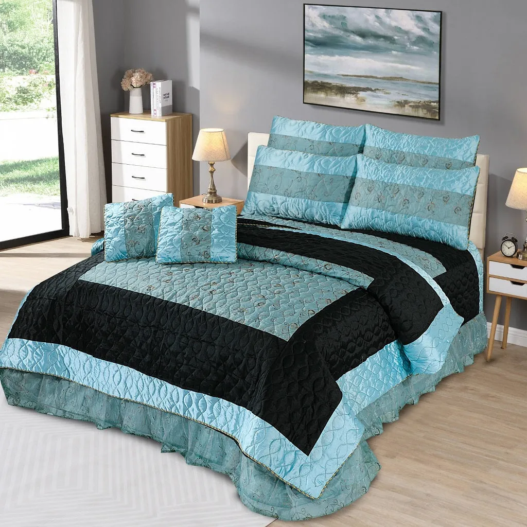 Alpine 6 Pcs Bedding Set with Filled Comforter Black