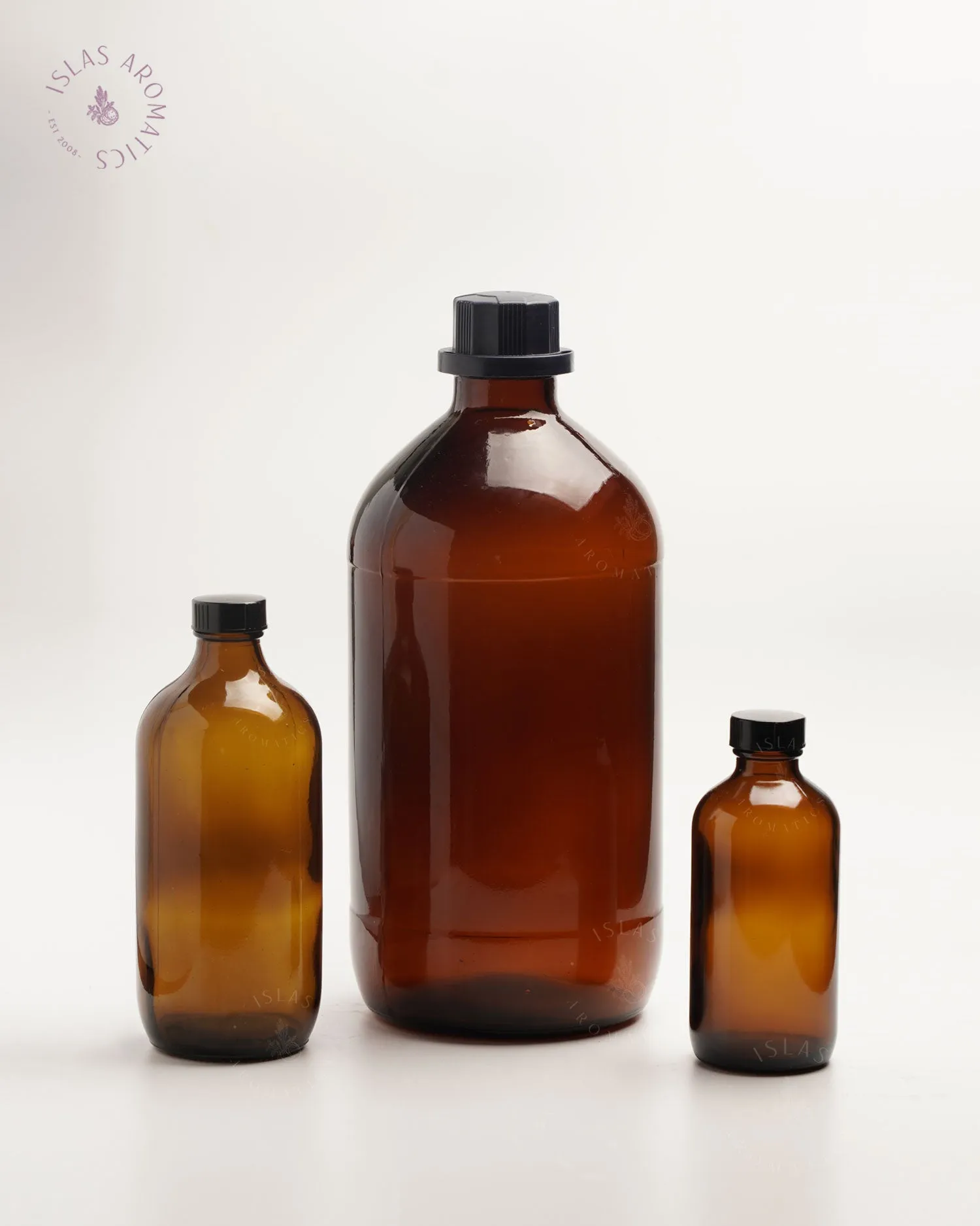 Amber Glass Bottles w/ Black Cap