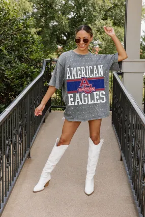 AMERICAN UNIVERSITY EAGLES ON THE BALL MINI RHINESTONE SHORT SLEEVE CLASSIC TEE