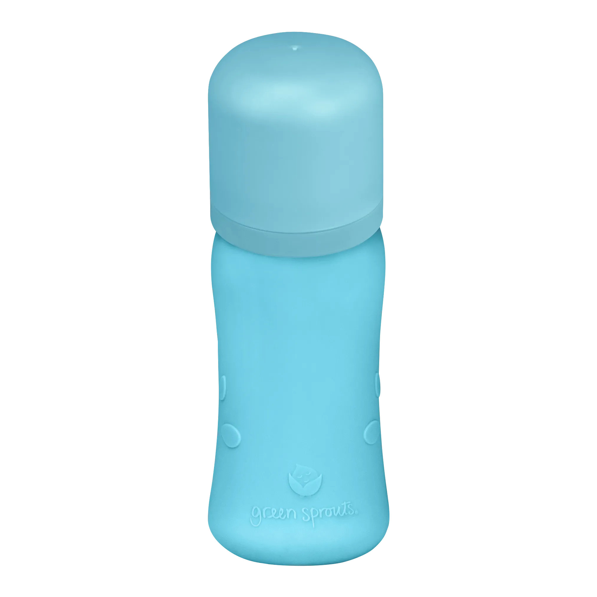 Baby Bottle made from Glass w Silicone Cover-8oz-Aqua-0mo 