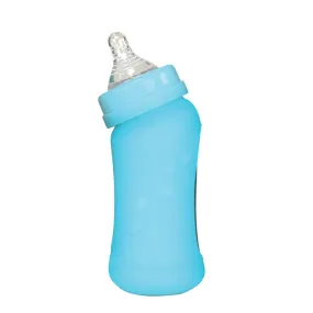 Baby Bottle made from Glass w Silicone Cover-8oz-Aqua-0mo 