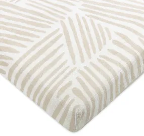 Babyletto All-Stages Organic Muslin Cotton Midi Crib Sheet - Oat Stripe