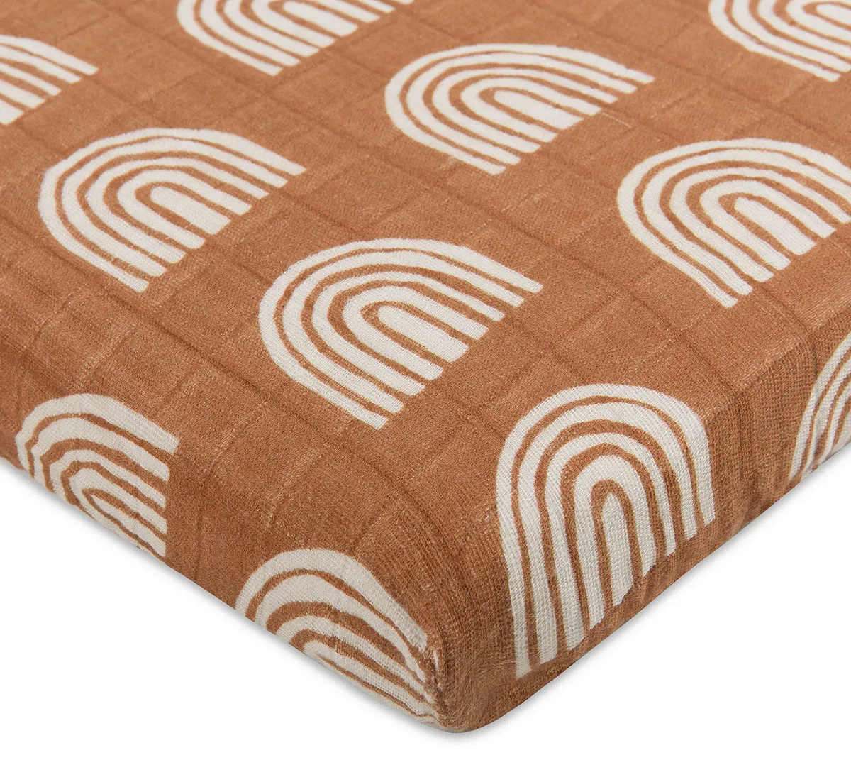 Babyletto All-Stages Organic Muslin Cotton Midi Crib Sheet - Terracotta Rainbow