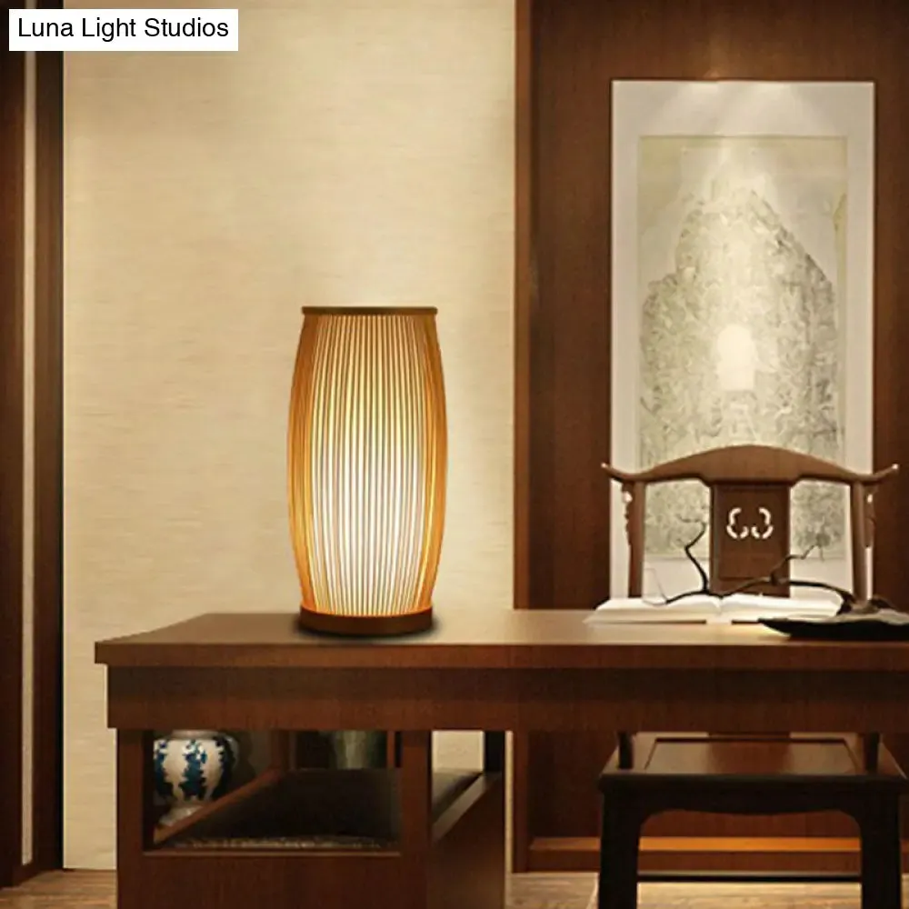 Bamboo 1-Light Table Lamp - Elegant Barrel Design for Simplicity - Perfect Living Room or Nightstand Lighting