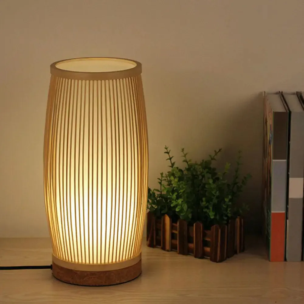 Bamboo 1-Light Table Lamp - Elegant Barrel Design for Simplicity - Perfect Living Room or Nightstand Lighting