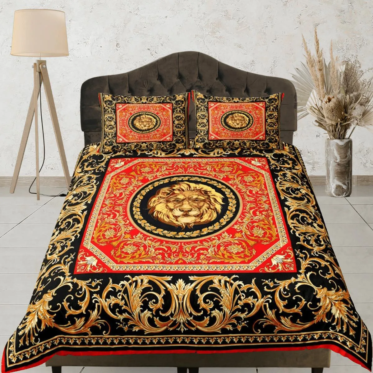 Baroque Lion Luxury Duvet Cover Set Aesthetic Bedding Set Full Victorian Decor,