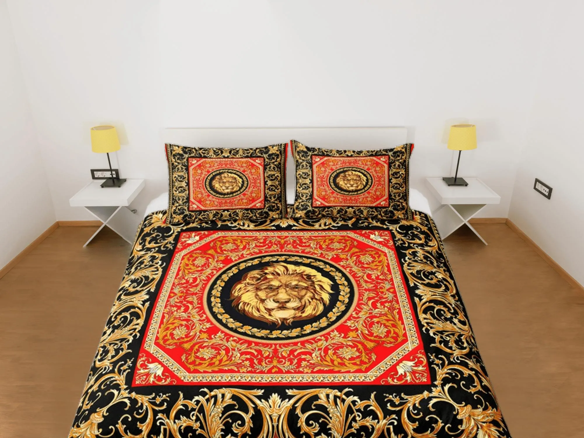 Baroque Lion Luxury Duvet Cover Set Aesthetic Bedding Set Full Victorian Decor,