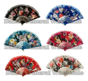 Beautiful Flower Design Lace Oriental Hand Fans Wholesale