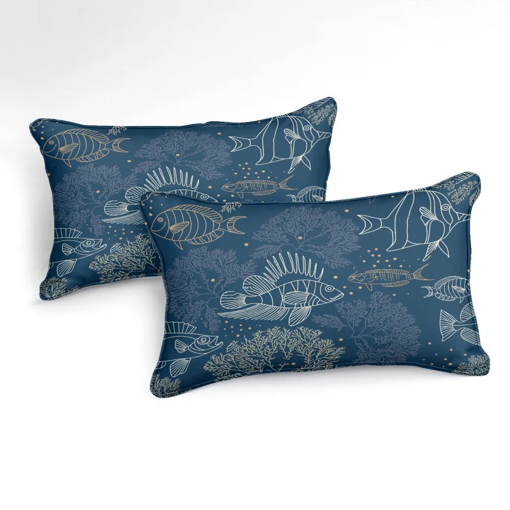 Bedding Set: Ocean Fish - dark blue