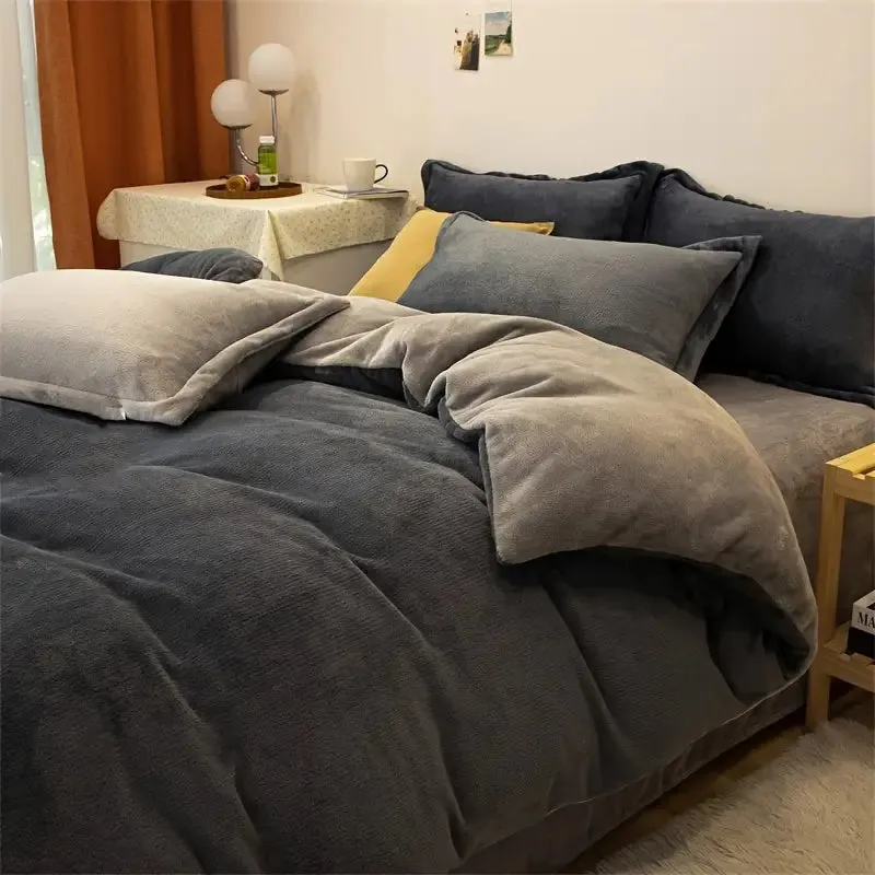 Bedroom 3PC Flannel Duvet Set, 1 Duvet  2 Pillowcase