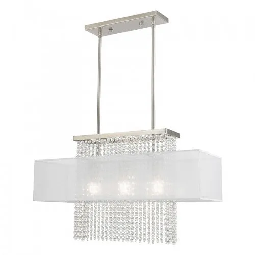 BELLA VISTA 3 LIGHT LINEAR CHANDELIER, BRUSHED NICKEL