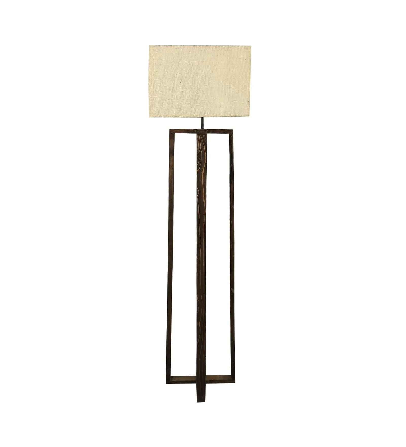 Blender Wooden Floor Lamp with Premium Beige Fabric Lampshade