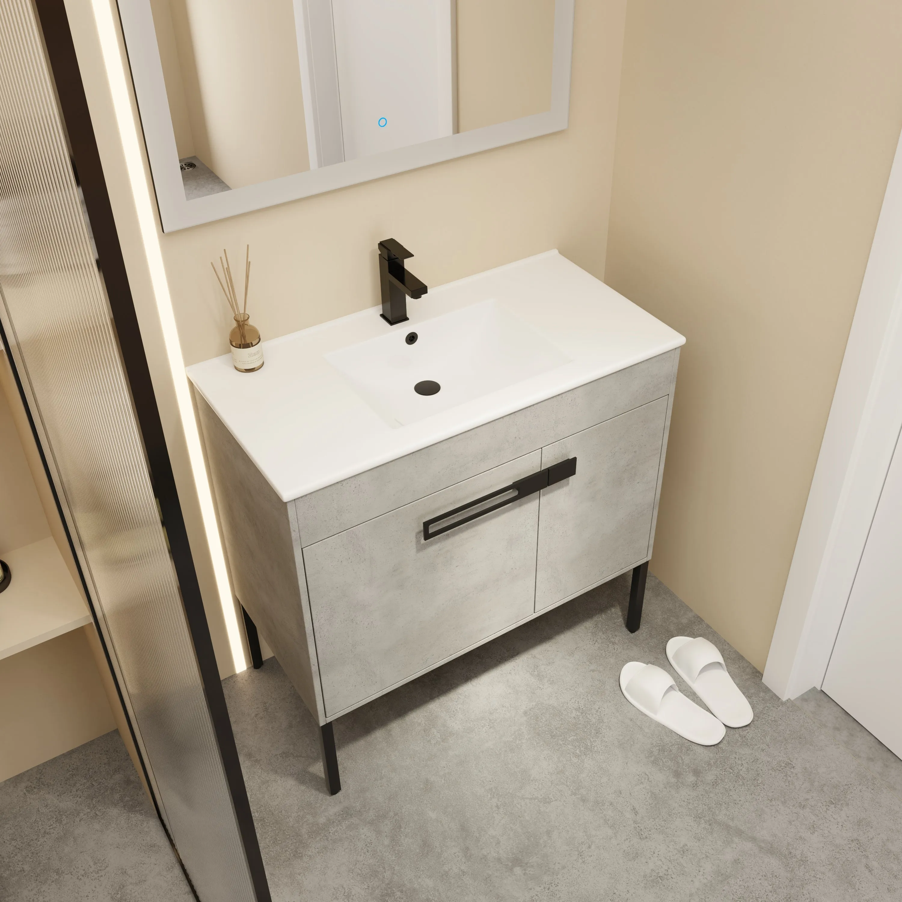 Blissful Aqua Bathroom Vanity With Sink - Gray