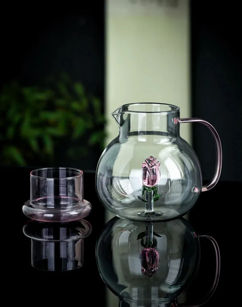 Blossom Glass Teapot and Cup Set