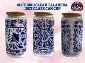 Blue Bird Talavera 16oz Glass Cup