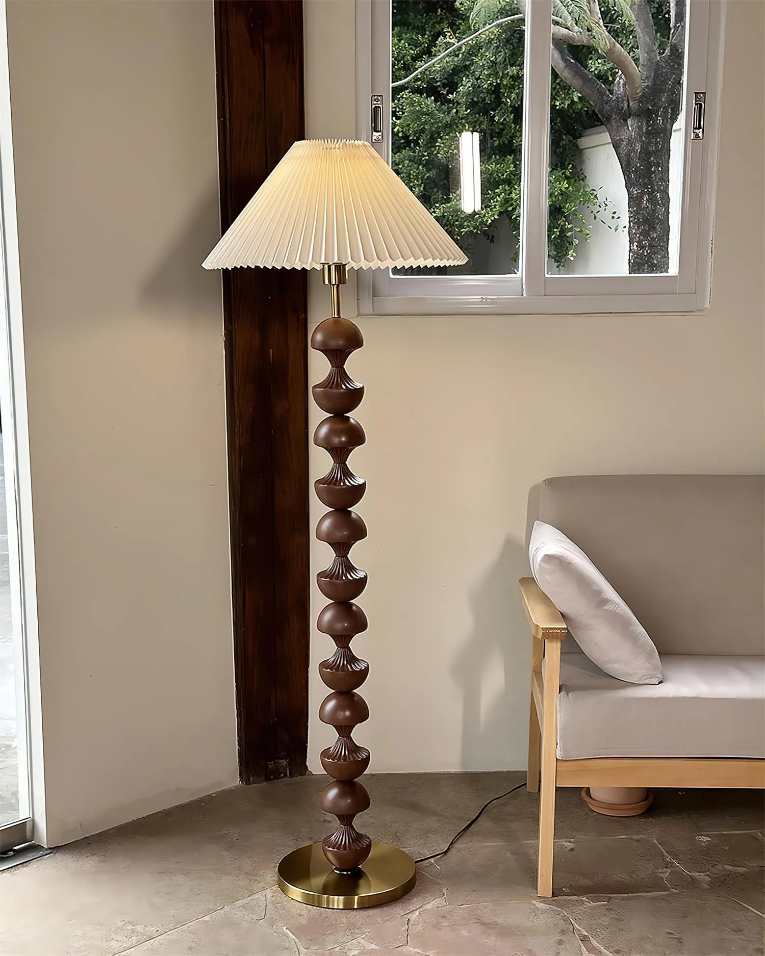 Bobbin Wood Floor Lamp